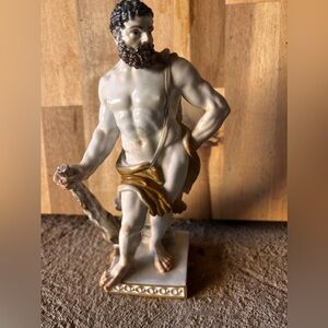 18th Century Meissen Hand Painted Hercules Nemean Lion Skin Figurine Circa 1740